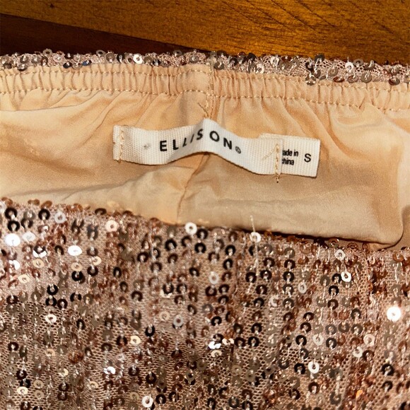 NWT Boutique Ellison Rose Gold Sequin Wide Leg Palazzo Pull On Size S - Picture 7 of 9